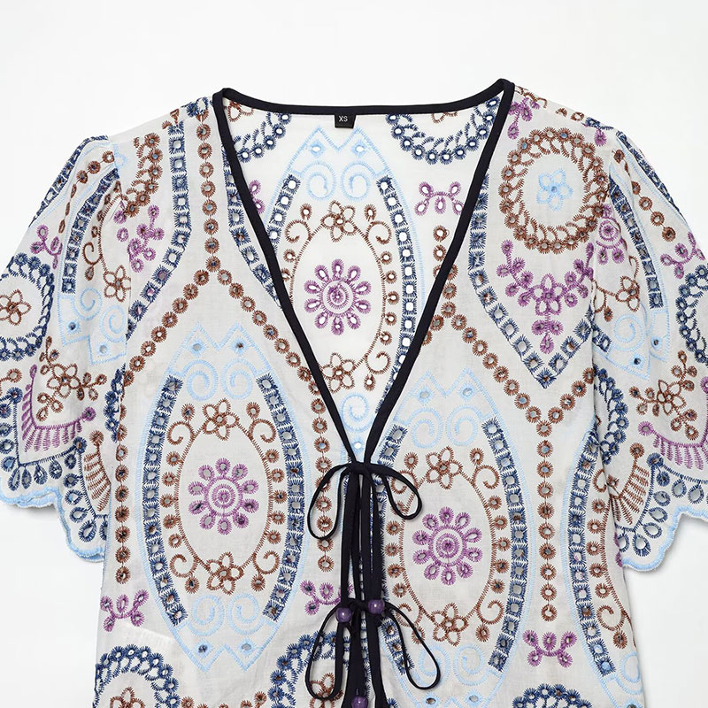 Nlzgmsj 2026 Summer Women Embr - Tie Front Shirt review and price