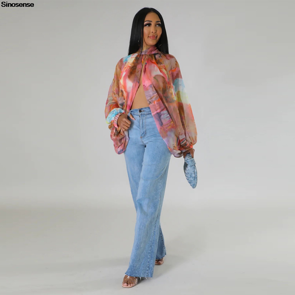 Women Chiffon Blouses Sexy She - Tie Front Shirt review and price