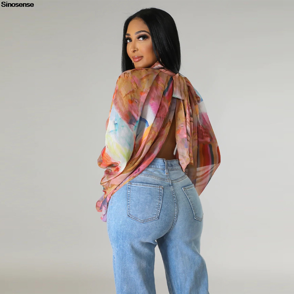 Women Chiffon Blouses Sexy She - Tie Front Shirt review and price