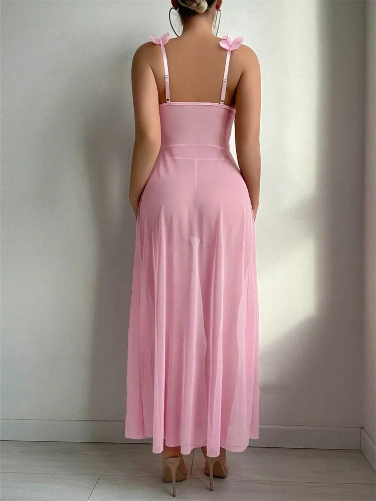 Pink Floral Lace See Through N - Summer Nights Clothing review and price