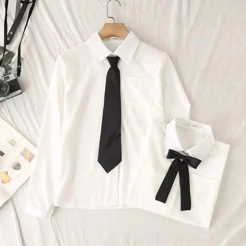 White Women School Shirts Fash - Tie Front Shirt review and price
