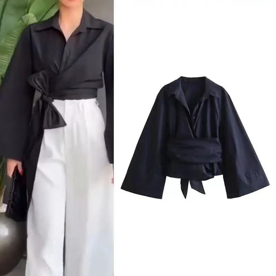 New Women's Fashion Casual Pol - Tie Front Shirt review and price