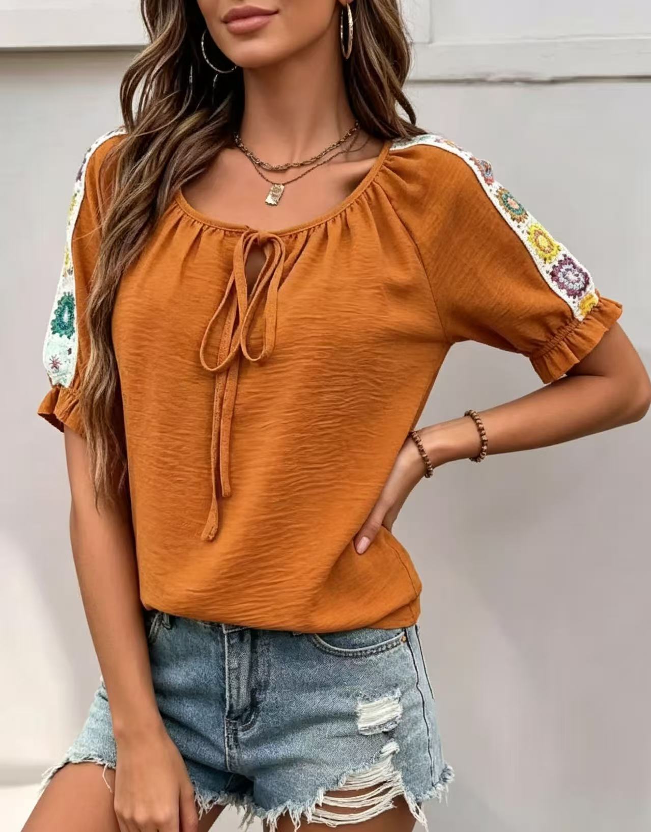Boho Women's Blouse Tie Front  - Tie Front Shirt review and price