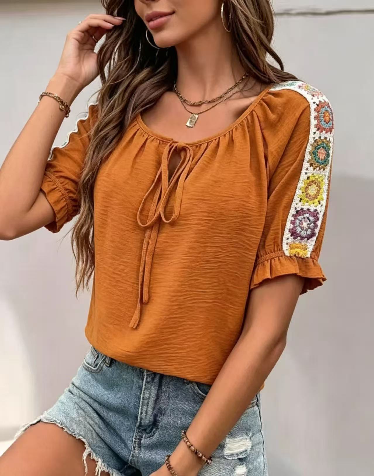 Boho Women's Blouse Tie Front  - Tie Front Shirt review and price