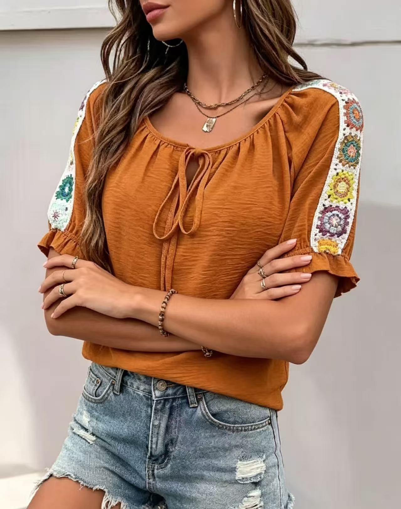 Boho Women's Blouse Tie Front  - Tie Front Shirt review and price