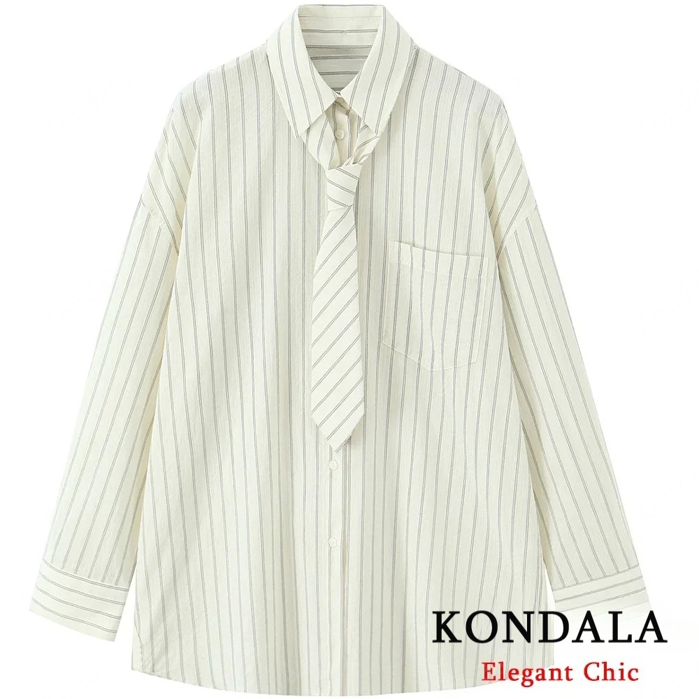 KONDALA Lady Casual Loose Stri - Tie Front Shirt review and price