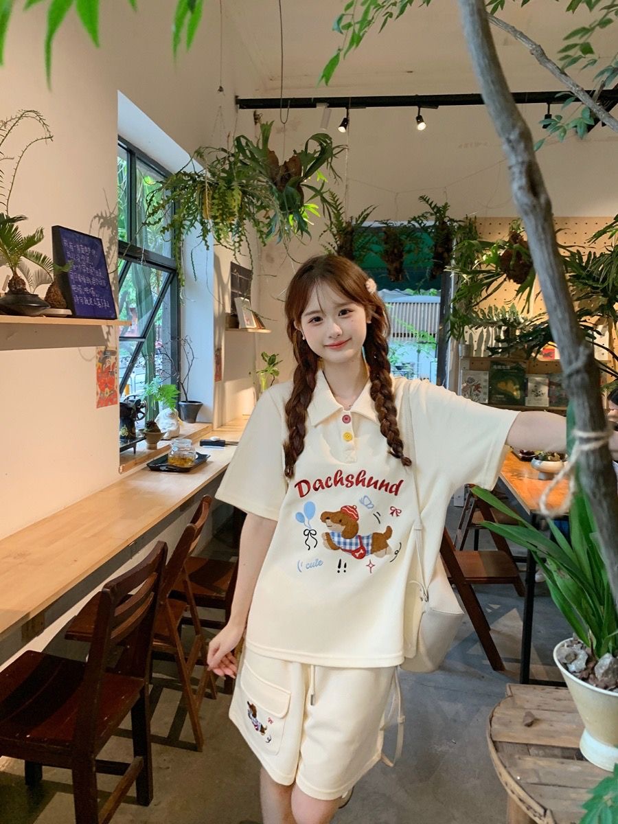 Kawaii Embroidery Dog Japan St - Summer Clothing For Japan review and price
