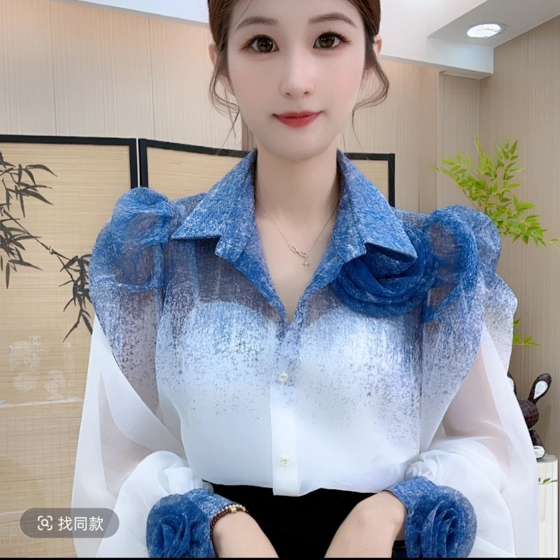 Gradient Color Shirt Women Fre - Summer Clothing In French review and price
